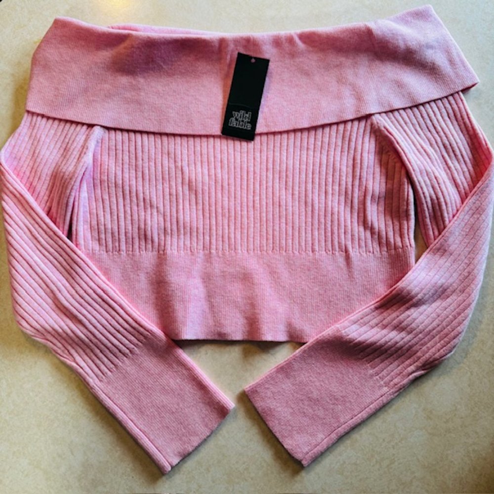 NWT Wild Fable Off the Shoulder Fitted Sweater Top - Large